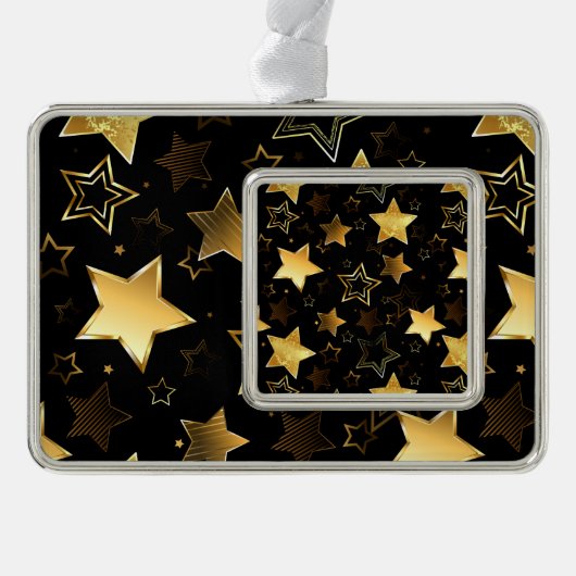 Naadloos patroon met gouden sterren verzilverd omlijst ornament (Voorkant)