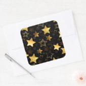 Naadloos patroon met gouden sterren vierkante sticker (Envelop)