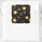 Naadloos patroon met gouden sterren vierkante sticker (Tas)