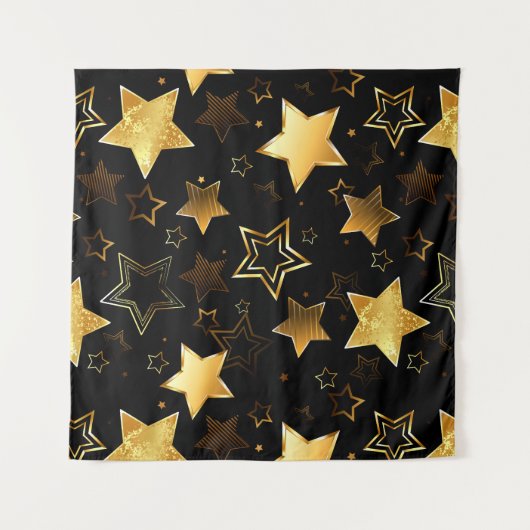 Naadloos patroon met gouden sterren wandkleed (Voorkant (horizontaal))