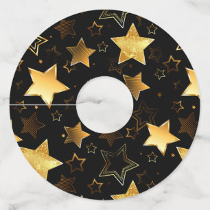 Naadloos patroon met gouden sterren wijnglaslabel