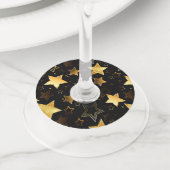 Naadloos patroon met gouden sterren wijnglaslabel (Dichtbij)