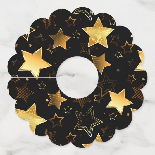 Naadloos patroon met gouden sterren wijnglaslabel (Achterkant)