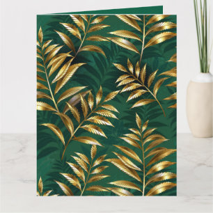 Naadloos patroon met gouden varens bedankkaart