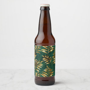 Naadloos patroon met gouden varens bier etiket