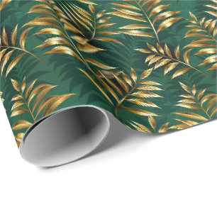 Naadloos patroon met gouden varens cadeaupapier