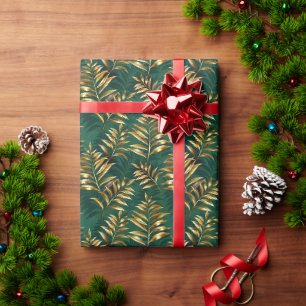Naadloos patroon met gouden varens cadeaupapier