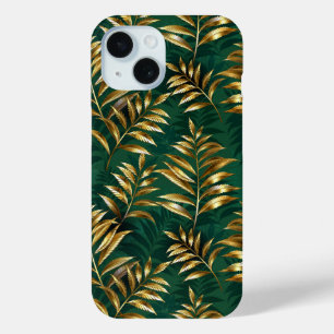 Naadloos patroon met gouden varens iPhone 15 case