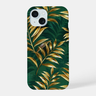 Naadloos patroon met gouden varens iPhone 15 case