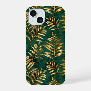 Naadloos patroon met gouden varens iPhone 15 case