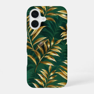 Naadloos patroon met gouden varens iPhone 16 hoesje