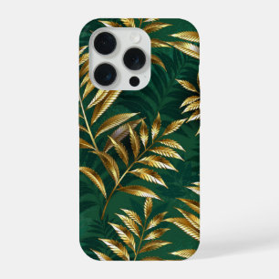 Naadloos patroon met gouden varens iPhone 15 pro case