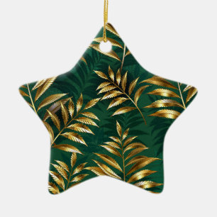 Naadloos patroon met gouden varens keramisch ornament