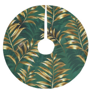 Naadloos patroon met gouden varens kerstboom rok