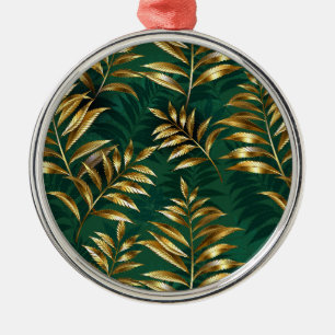 Naadloos patroon met gouden varens metalen ornament