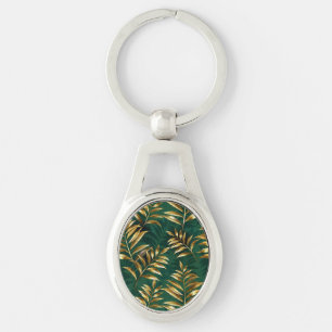 Naadloos patroon met gouden varens sleutelhanger