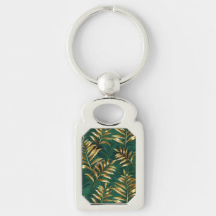 Naadloos patroon met gouden varens sleutelhanger