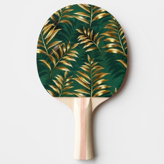 Naadloos patroon met gouden varens tafeltennisbatje (Voorkant)