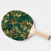 Naadloos patroon met gouden varens tafeltennisbatje (Zijkant)