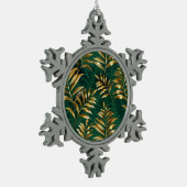 Naadloos patroon met gouden varens tin sneeuwvlok ornament (Links)