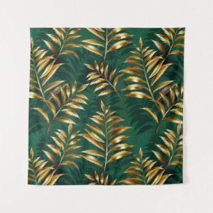 Naadloos patroon met gouden varens wandkleed