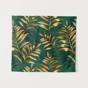 Naadloos patroon met gouden varens wandkleed