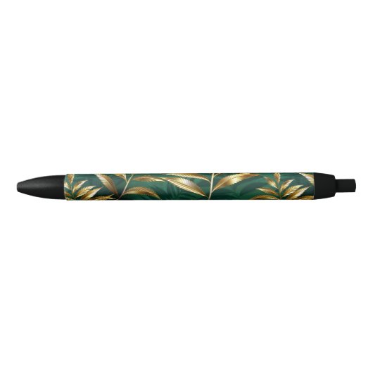 Naadloos patroon met gouden varens zwarte inkt pen (Voorkant)