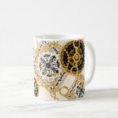 Naadloos patroon met goudketens van edelstenen  koffiemok (Voorkant rechts)