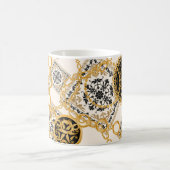 Naadloos patroon met goudketens van edelstenen  koffiemok (Center)