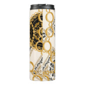 Naadloos patroon met goudketens van edelstenen  thermosbeker (Achterkant)