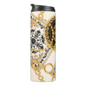 Naadloos patroon met goudketens van edelstenen  thermosbeker (Geroteerd rechts)