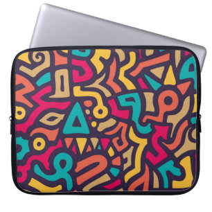 Naadloos patroon met graffiti-krommingsvormen. Men Laptop Sleeve