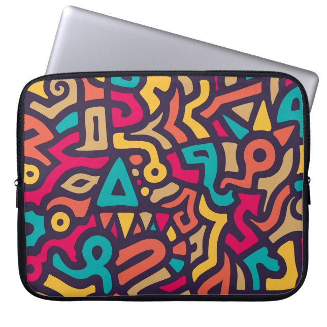 Naadloos patroon met graffiti-krommingsvormen. Men Laptop Sleeve (Voorkant)