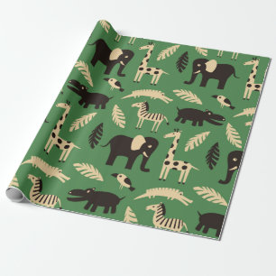 Naadloos patroon met grappige Afrikaanse dieren en Cadeaupapier