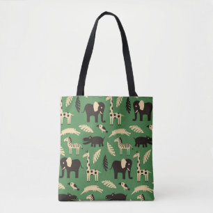 Naadloos patroon met grappige Afrikaanse dieren en Tote Bag