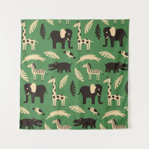 Naadloos patroon met grappige Afrikaanse dieren en Wandkleed