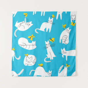 Naadloos patroon met grappige katten die met een k wandkleed