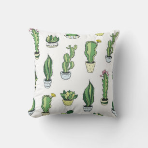 Naadloos patroon met groene cactus en succulenten kussen