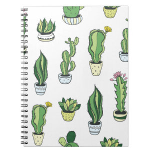 Naadloos patroon met groene cactus en succulenten  notitieboek