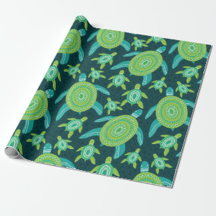 Naadloos patroon met groene sierschildpadden. Zee Cadeaupapier