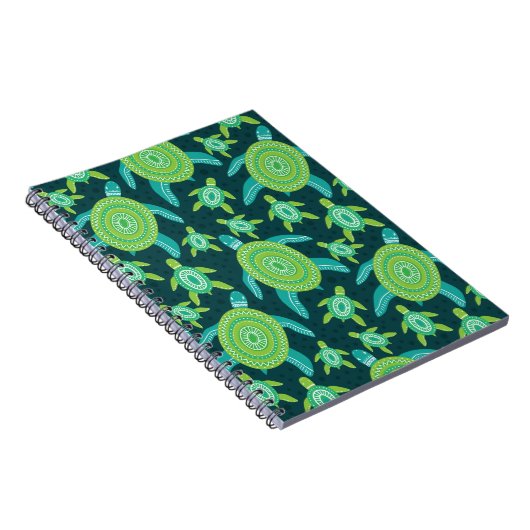 Naadloos patroon met groene sierschildpadden. Zee Notitieboek (Rechterzijde)