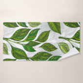 Naadloos patroon met groene theebladeren badhanddoek (Badhanddoek)