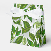 Naadloos patroon met groene theebladeren bedankdoosjes (Voorkant Zijde)