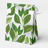 Naadloos patroon met groene theebladeren bedankdoosjes (Achterkant)