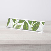 Naadloos patroon met groene theebladeren bureau naambordje (Voorkant)