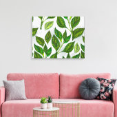 Naadloos patroon met groene theebladeren canvas afdruk (Insitu (Woonkamer))