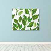 Naadloos patroon met groene theebladeren canvas afdruk (Insitu (Houten vloer))