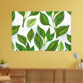 Naadloos patroon met groene theebladeren canvas afdruk (Insitu (Woonkamer))