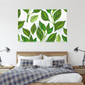 Naadloos patroon met groene theebladeren canvas afdruk (Insitu (Slaapkamer))