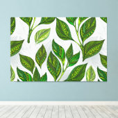 Naadloos patroon met groene theebladeren canvas afdruk (Insitu (Houten vloer))